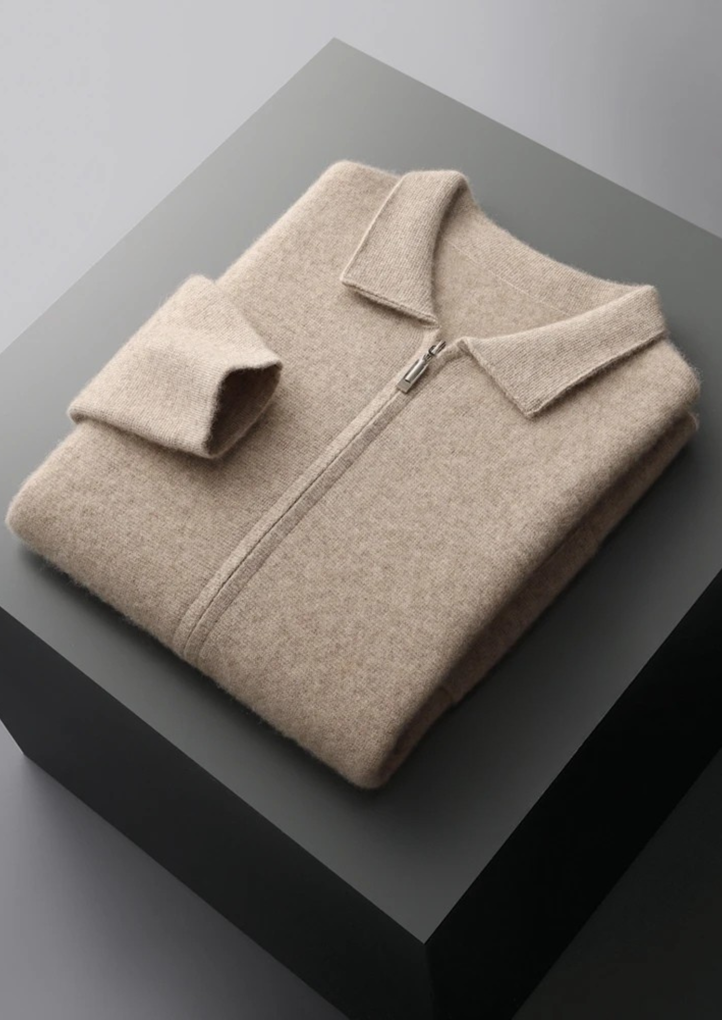 PREMIUM CASHMERE ZIPPER CARDIGAN