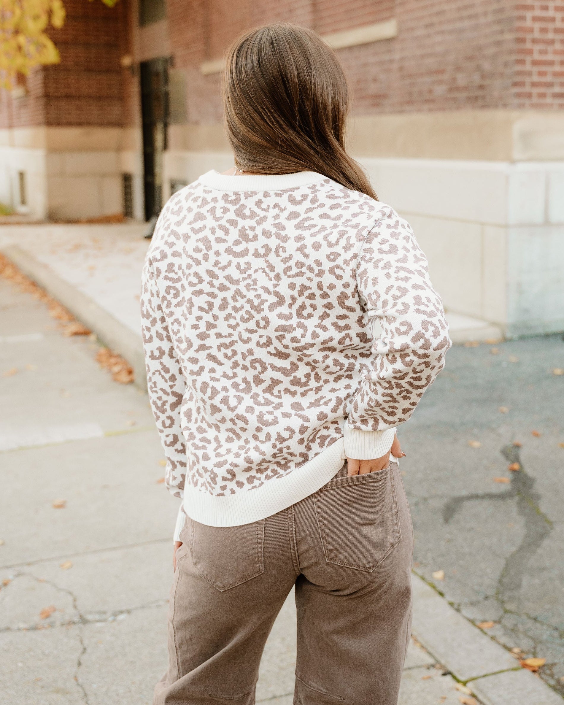 Leopard Knitted Cardigan - Khaki | Dropship