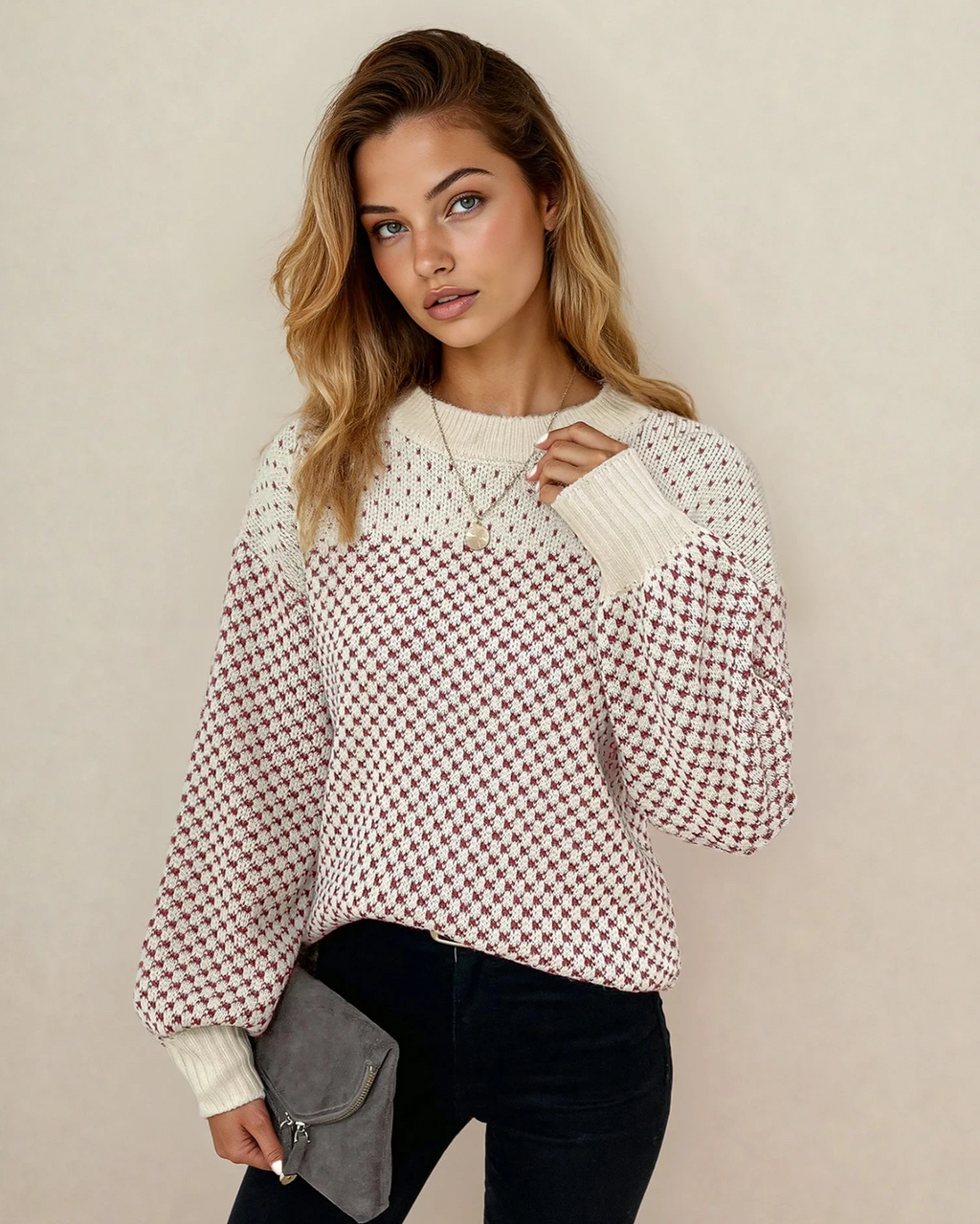 Judith Sleeve Knit Sweater - Red | Dropship