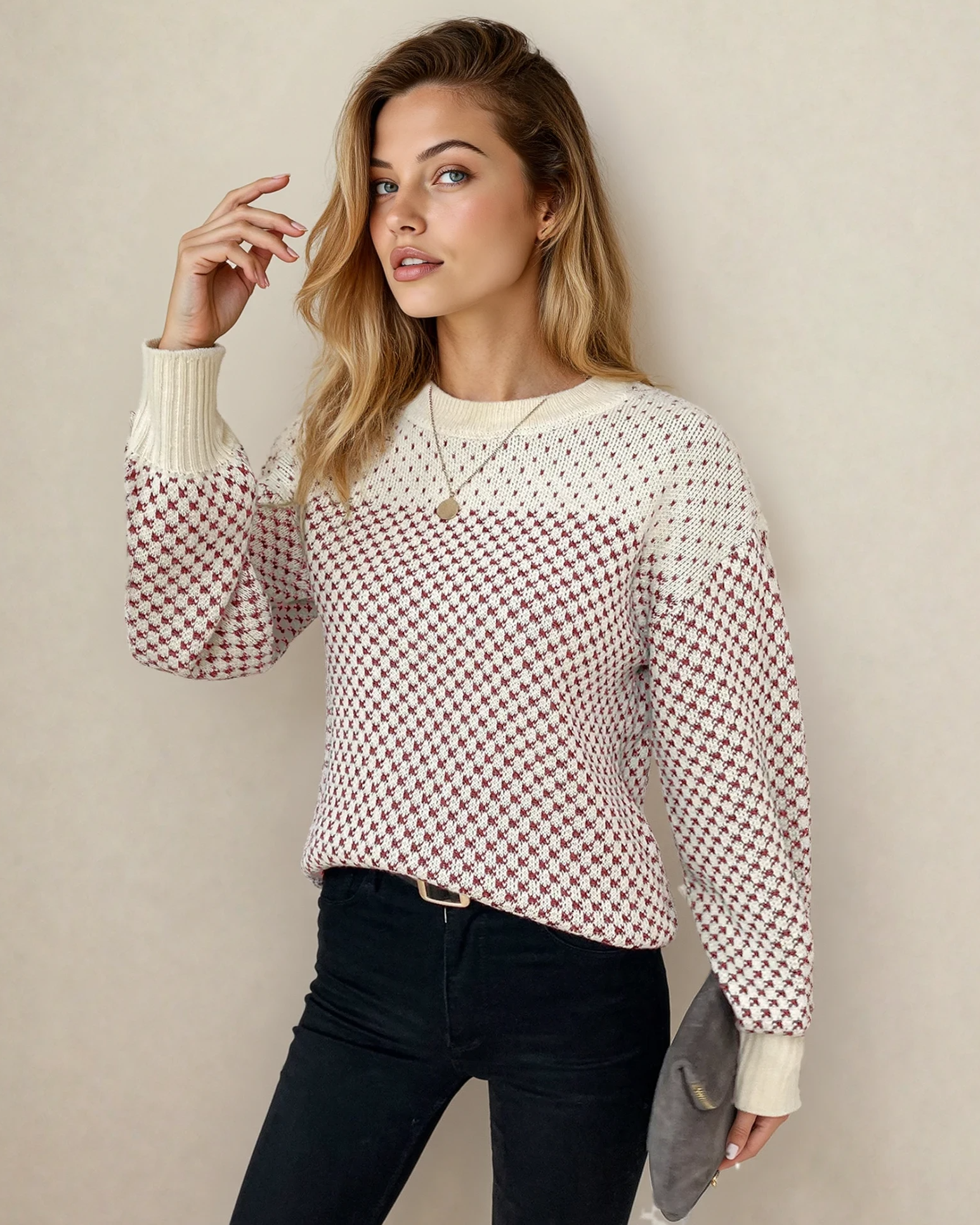 Judith Sleeve Knit Sweater - Red | Dropship
